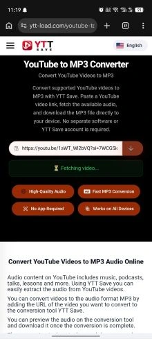 2. Paste the URL into YTT Save